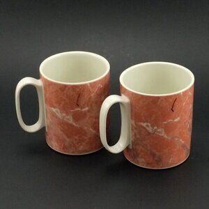 2 Vintage Siena Villeroy Boch Porcelain Tea Coffee Mugs Cups Salmon Orange
